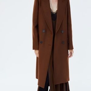 ZARA WOMAN DOUBLE-BREASTED COAT DARK BROWN (NWT)